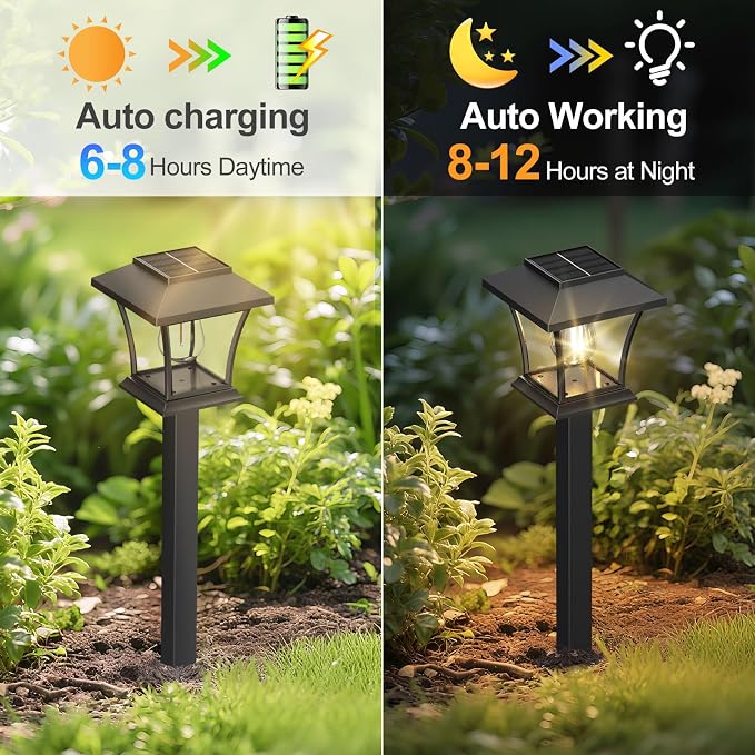 Sparkblaze 16 Pack Solar Pathway Lights Outdoor, Warm White | Ideal for Walkways, Gardens, Lawns, Driveways & Landscape Lighting, Automatic Dusk-to-Dawn Lighting