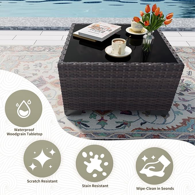 Gotland 9 Pieces Patio Furniture Set with 2 Swivel Chairs, 7-Seater Patio Furniture in 4 Combinations with Wide Armrests 29.5'' High Backrest, Wicker Outdoor Sectional for Deck Garden Pool Gray