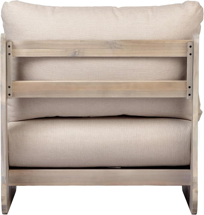 Christopher Knight Home Isabel 5-Seater Outdoor Patio Furniture Set with Cushions, Acacia Wood Patio Conversation Set with 3-Seater Sofa & Club Chairs, 3 Piece Sectional Sofa Set, Light White + Sand