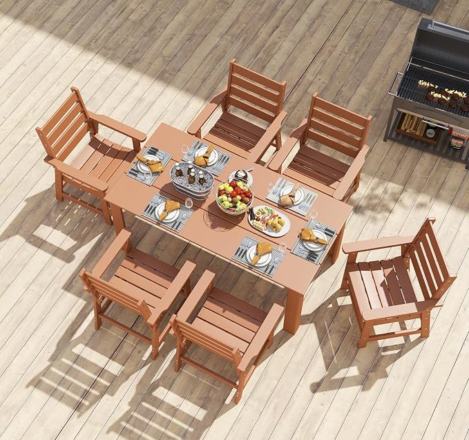BRIOPAWS Outdoor-Dining-Chairs | Set of 2 | HDPE | Teak | Patio Chair with Arms | Modern | All Weather | Oversized & Comfortable | for Deck Backyard Poolside Porch