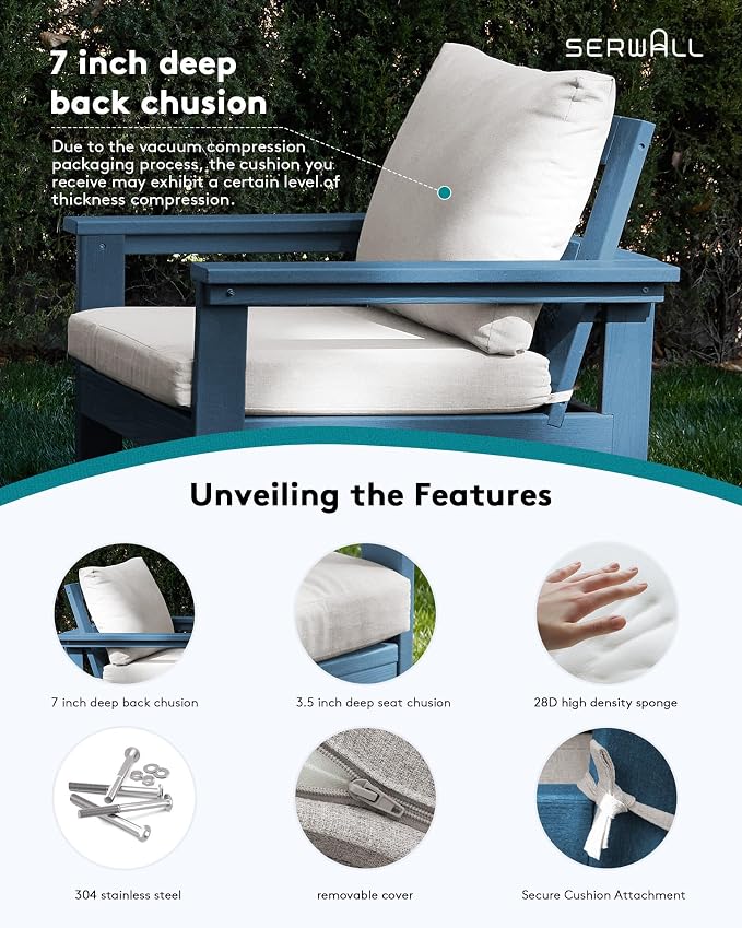 SERWALL HDPE Outdoor Patio Furniture Set | with Coffee Table & Side Table