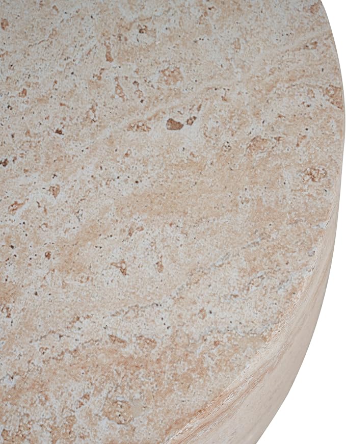 Outdoor Side Table Faux Marble End Table Faux Stone Side Tables Travertine Small Coffee Tables for Indoor Outdoor, Garden Stool Plant Stand for Porch, Backyard Patio, Bowl