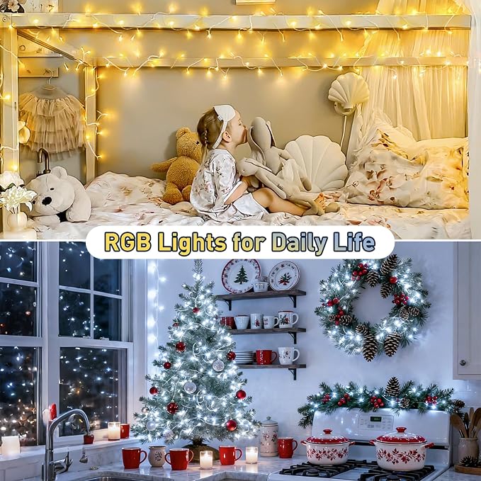 JMEXSUSS 100 LED Color Changing Christmas String Lights with Remote & APP | 33ft Orange and Purple Halloween Lights, Clear Wire Smart Color Changing Christmas Lights Plug in for Halloween Xmas