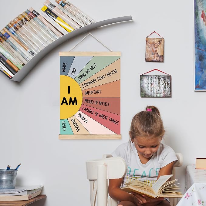 FDHSPAAM Mental Health Positive Affirmations Wall Art Decor, Therapy Office Decor, I Am Brave Motivational Wall Art Posters for Counselor Therapist Office Classroom Homeschool, 12x16 Inch