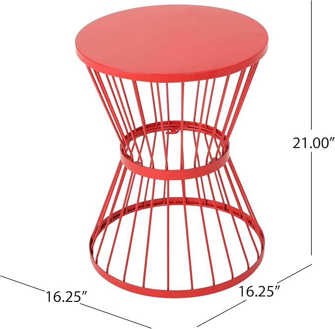 Christopher Knight Home Lassen Outdoor 16" Iron Side Table, Matte Red