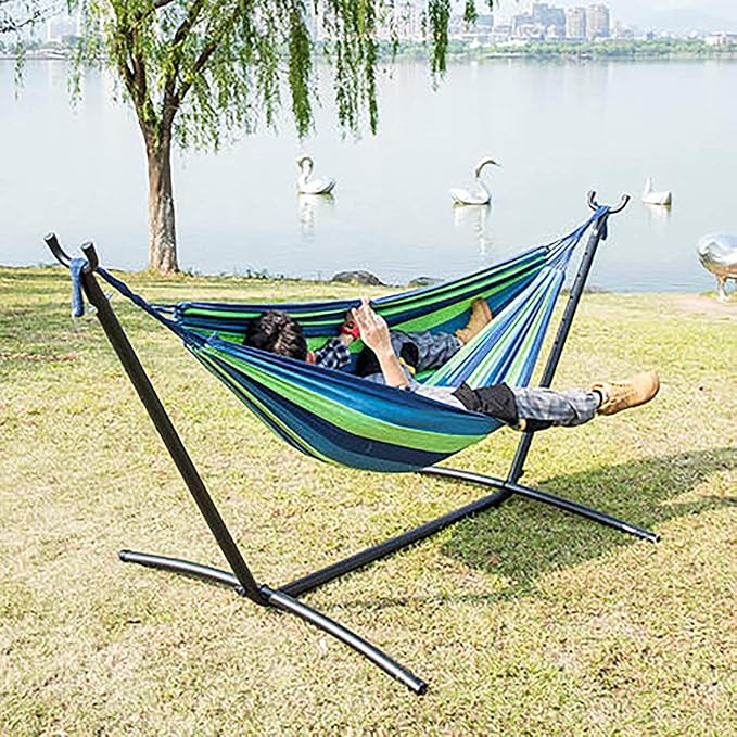 Camping Hammock Bed Camping Hammock with Stand Home Indoor and Outdoor Portable Detachable Folding Swing for Ideal for Beach Travel Hammock Swing (Color : 2)