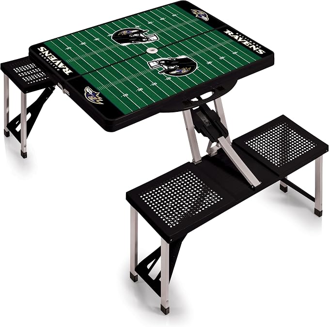 PICNIC TIME NFL Picnic Table Portable Folding Table with Seats and Umbrella