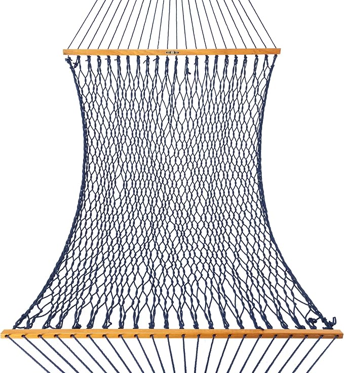 Original Pawleys Island Large Navy DURACORD Rope Hammock with Extension Chains & Tree Hooks, Handcrafted in The USA, 450 LB Weight Capacity, 13 ft. x 55 in.