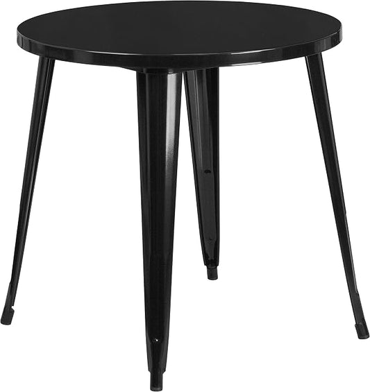 Flash Furniture Jeffrey Commercial Grade 30" Round Black Metal Indoor-Outdoor Table