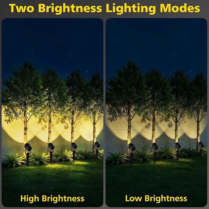 T-SUN Solar Spotlights, 4-in-1 Solar Landscape Spot Lights Outdoor Waterproof Auto ON/Off 5W Separate Solar Panel LED Lights, Solar Lights for Garden, Yard, Driveway, Pool Area(Warm White-3000K)