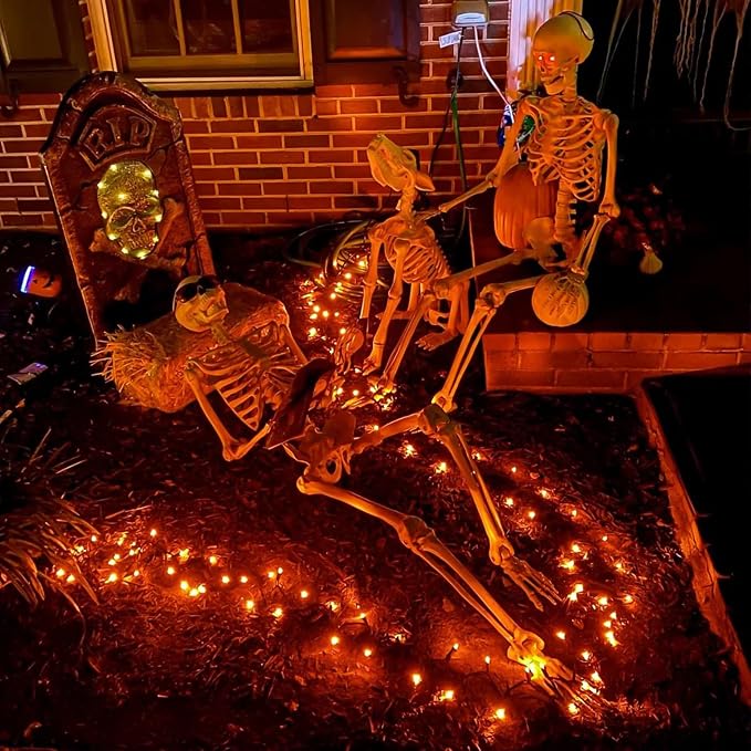 Orange Halloween String Lights Outdoor 100LED Battery Operated Fairy Lights with Waterproof Remote Timer for Garden Party Holiday Thanksgiving Day Halloween Décor