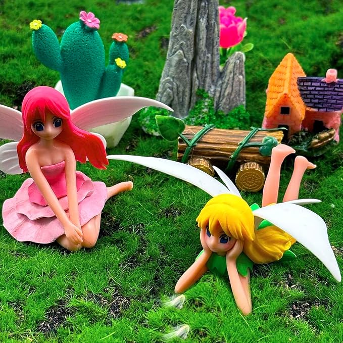 Miniature Fairy Figurines - 4Pcs Flower Small Fairies Ornaments Resin Mini Fairy Figurines Tiny Elf for DIY Fairy Garden Flower Pot Bonsai Micro Landscapes Craft Decoration Accessories (purple)