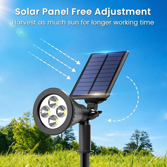 JEJOT 6 Pack Solar Lights Outdoor Waterproof,Warm White Light,2 Lighting Modes,Solar Powered Spotlights for Yard Garden Solar Spot Lights for Flag Landscape Auto On/Off