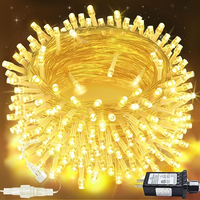 200 LED Connectable String Lights, 66FT Christmas Lights Outdoor Indoor | Warm White, 13 Modes, Timer, Clear Wire Waterproof Twinkle Fairy Lights Plug in for Bedroom Classroom Patio Xmas Tree Decor
