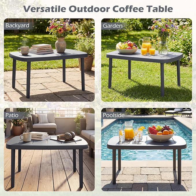 Tangkula Outdoor Coffee Table, Patio Tea Side Table with Aluminum Alloy Rods, Weather-Resistant Small End Table, Outside Accent Coffee Table for Poolside, Balcony, Garden, Porch and Lawn (Gray)