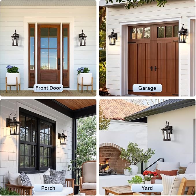 VIANIS Motion Sensor Outdoor Porch Lights Wall Mount, Aluminum Dusk to Dawn Outdoor Lighting for House Exterior Wall Sconce, Waterproof Oil Rubbed Bronze Gold Trim Exterior Lighting Fixtures for Patio