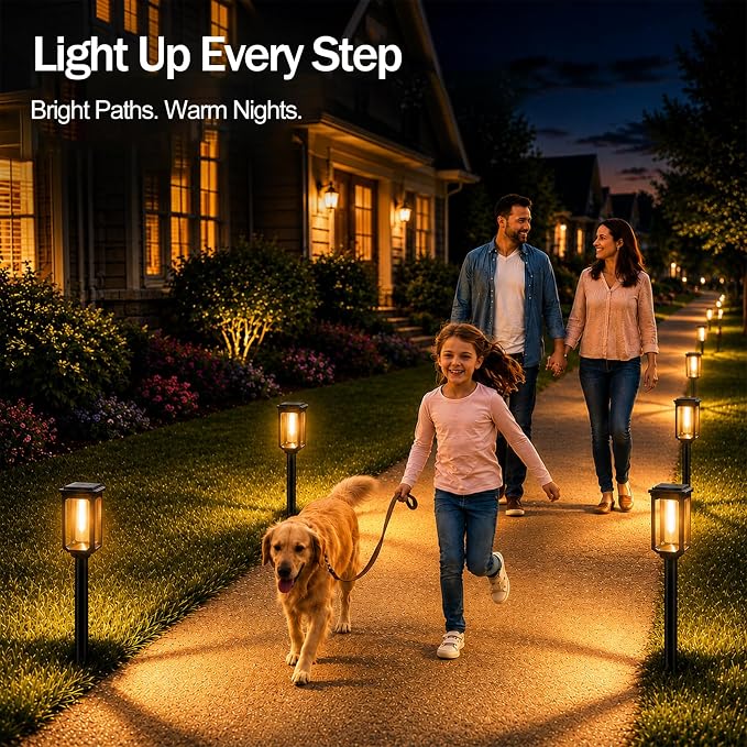 Tenmiro Solar Pathway Lights Outdoor 8 Pack, Bright Solar Garden Lights | IP65 Waterproof Shatterproof, Auto On/Off Landscape Lighting for Yard Lawn Patio Walkway Driveway Decor 3000K