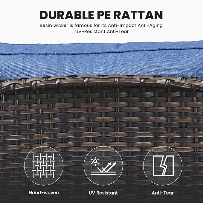 Belord Wicker Furniture 4 Pieces Outdoor Patio Furniture Set Patio Chairs with Ottomans Conversation Set for Porch Garden Deck Balcony Poolside