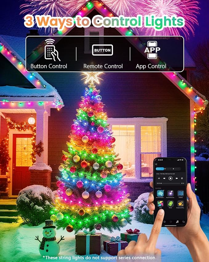 2Pack 400LED Smart Color Changing String Lights | 164FT App Controlled Halloween Lights, Waterproof RGB LED String Lights with Remote & Timer, Music Sync Multiple Modes Indoor Outdoor for Fall Decor
