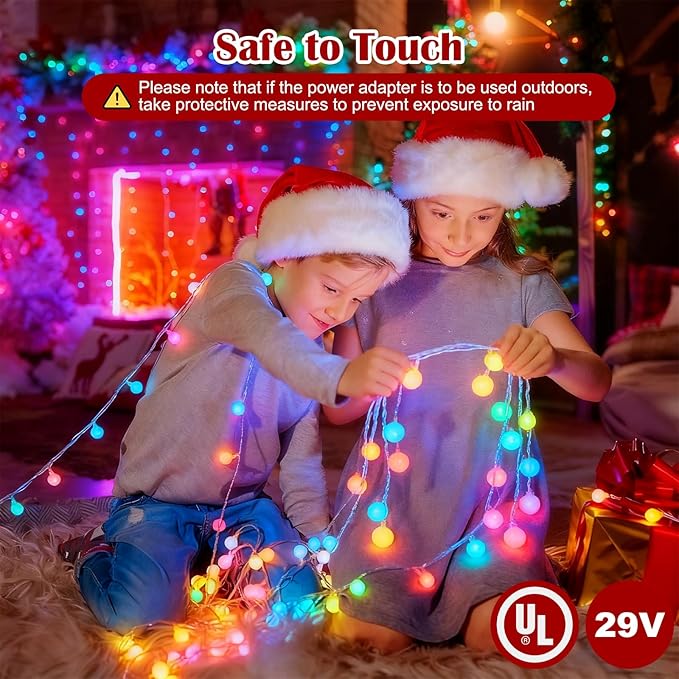 33FT 100LED Christmas Globe Lights Plug in 8 Modes with Remote,Indoor Outdoor Christmas Fairy Lights for Bedroom Party Wedding Garden Christmas Tree Decor(Multicolor)