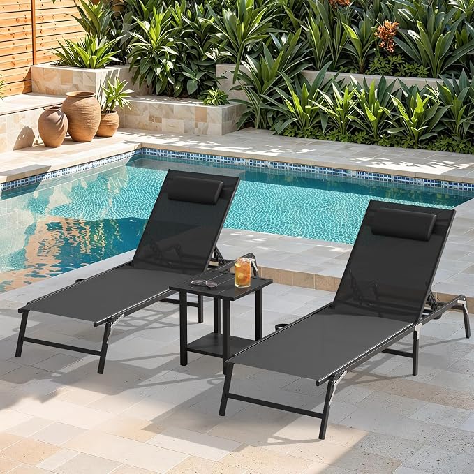 Outdoor Large Square Side Table, Heavy-Duty Metal Patio End Table, Weather Resistant Poolside Table with Easy Assembly for Balcony, Deck, Backyard, Black