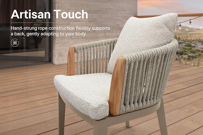 PURPLE LEAF 15 Pieces Outdoor Dining Set for 14, Aluminum Outdoor Patio Table and Chairs Set with Olefin Cushions, All-Weather Patio Dining Set for Garden or Deck, Beige