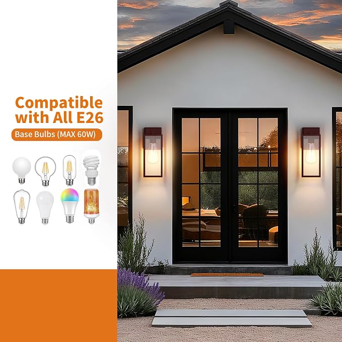 2 Pack 15'' Oil Rubbed Bronze Outdoor Front Porch Lights for Outside, Large Exterior Lighting Fixtures Wall Mount for House, Wall Sconce Lamp, Waterproof Lantern Coach Lights for Garage