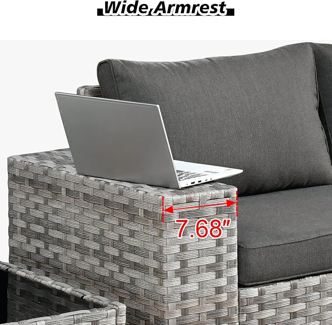 HOOOWOOO Outdoor Patio Sectional Furniture Sofa Set with Widened Armrest,12 Piece Large Modern Wicker Couch,Modular L Shaped Conversation Seating Set with Table for Out Door Garden Corner(Black)