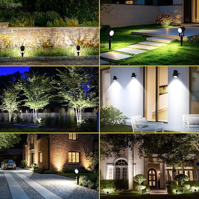 T-SUN Solar Spotlights Outdoor Waterproof, 2-in-1 Solar Landscape Spotlights LED Garden Spot Lights for Yard Tree Garden Pond Pool Area (White)