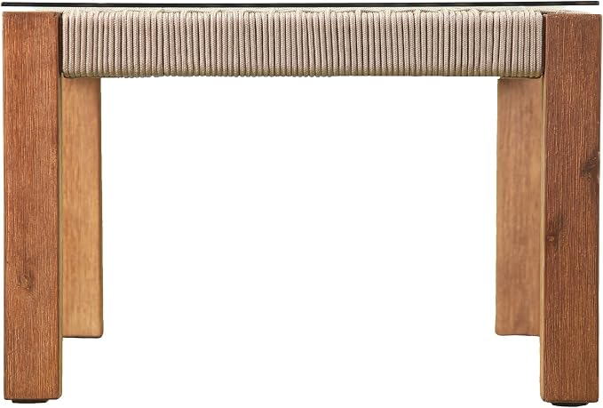 SEI Outdoor Patio Furniture - Brendina Outdoor Glass Top Cocktail Table - Transitional Design Natural Solid Wood - Ideal for Patio, Backyard (OD1089300)