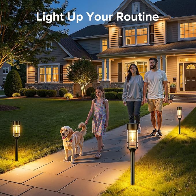 LETMY 12 Pack Solar Pathway Lights Outdoor, Solar Lights Outdoor Waterproof IP65, Bright Solar Garden Lights Outdoor, Auto On/Off Outdoor Solar Lights for Yard Walkway Driveway Landscape Garden Decor