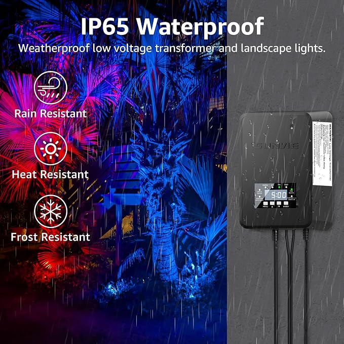 SUNVIE RGBW Landscape Lighting Kit with 300W Transformer, Waterproof, 12PCS | 12-24V LED Low Voltage Landscape Lights, Aluminum Landscape Spotlights Color Changing for Christmas House Yard Tree Garden