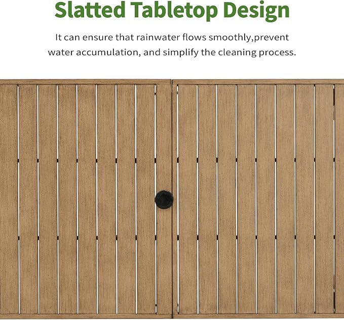 82"×35" Never-Rust Aluminum Outdoor Dining Table – Rectangular Patio Table for 8 Person with Umbrella Hole, Heavy Duty All-Weather for Poolside, Garden, Backyard, Porch, Deck, Teak