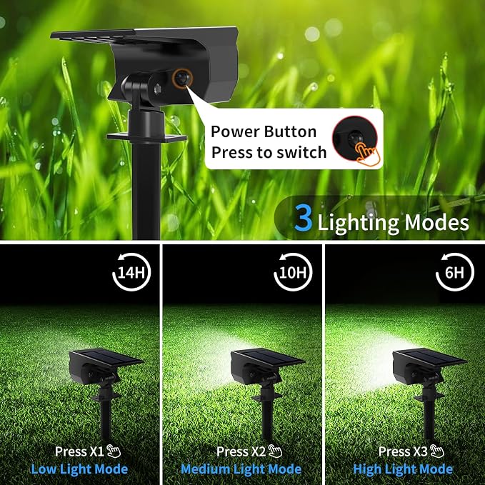 Tadyreal Solar Spot Lights Outdoor 6 Pack, [46 LED/3 Modes] Solar Landscape Spotlights Waterproof, 2-in-1 Auto On/Off Solar Powered Lights for Outside Yard Garden Wall Pathway(Cool White)