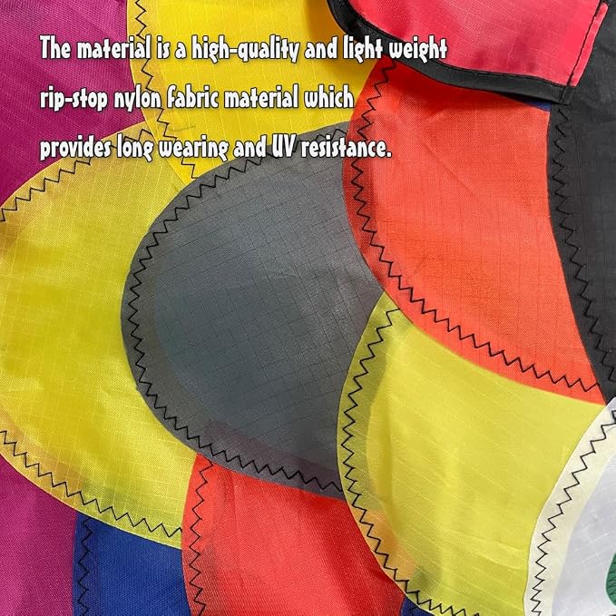 9KM DWLIFE Rainbow Fishing Windsock, 32in Outdoor Wind Spinner for Garden | Colorful Fish-Shaped Wind Sock with Ripstop Polyester, Swivel Snap for Yard, Patio, Garden Decor and Wind Direction Viewing