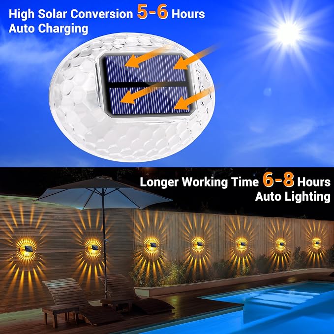 LYHOPE Solar Fence Lights Outdoor, IP65 Waterproof Solar Light for Outside, 12 Pack Deck Light for Backyard, Railing, Patio, Deck Fence, Stair Railings and Wall (Warm Yellow)