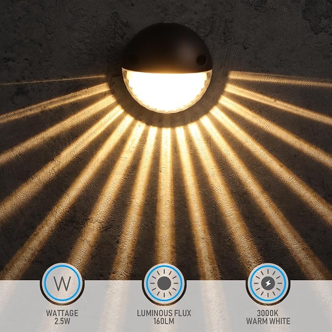 LEONLITE 6-Pack 3000K Unique Rays LED Deck Lights Outdoor Oil Rubbed Bronze | 12V Low Voltage, Landscape Step Railing Fence Light, Warm White, IP65, Landscape Deck Light for Backyard, Aluminum