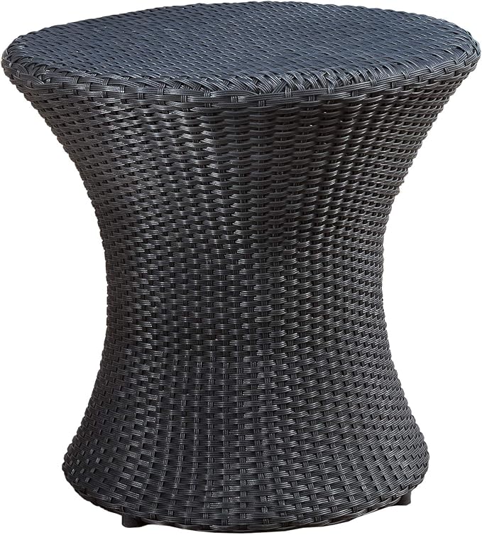 Christopher Knight Home Adriana Outdoor PE Wicker Accent Table, Black