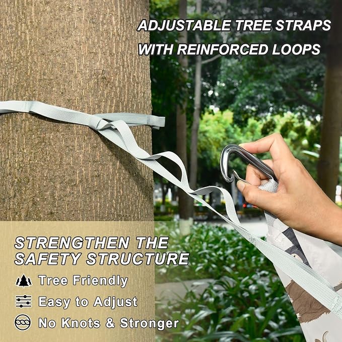 Camping Hammock Outdoor Hammocks for Outside Highland Cows Beach Trees Portable Lightweight with Pockets Tree Straps Indoor