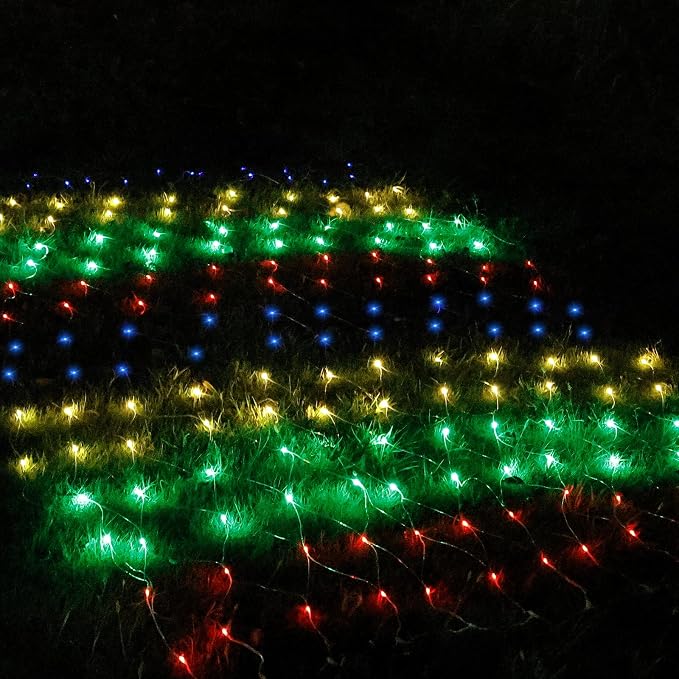 Bush Lights Outdoor, 9.8FT x 6.6FT Christmas Decorations Outdoor Net Lights, 8 Modes Connectable Mesh Light, 196 LED Christmas Multicolor for Trees, Bushes, Garden, Yard Decorations