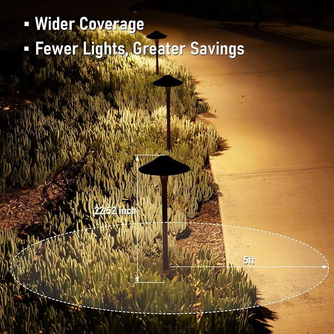 LEONLITE 6-Pack 5CCT Low Voltage LED Pathway Lights, Saucer Head | 12-24V AC/DC, IP65, Landscape Path Lights, for Walkway Yard Garden, 1800/2700/3000/4000/5000K, Oil Rubbed Bronze, Aluminum