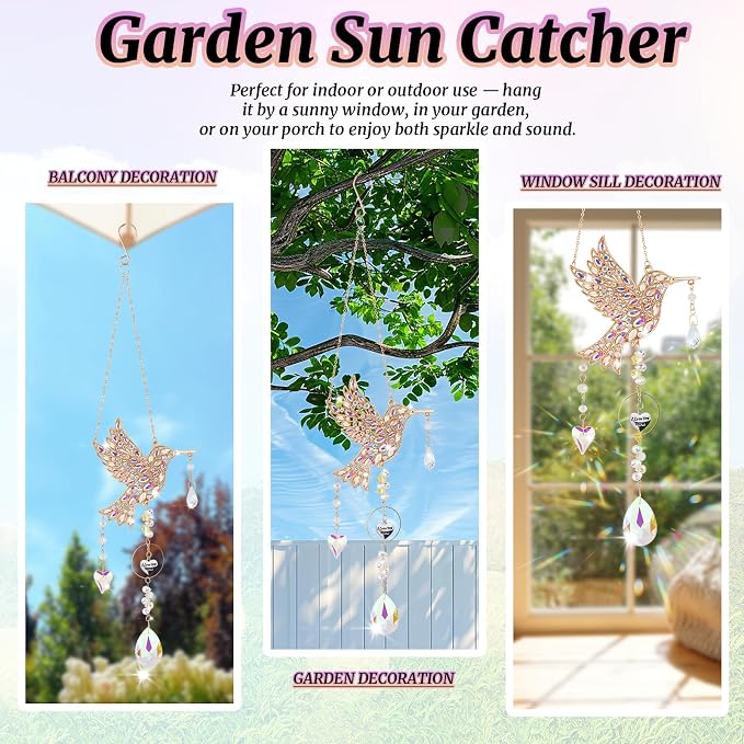 Hummingbird Gifts for Mom, Mom Gifts for Birthday Christmas from Daughter, Sun Catchers Indoor Window Outdoor Garden, Spring Home Decor Hummingbird Gift for Women Mother Grandma Bird Lovers