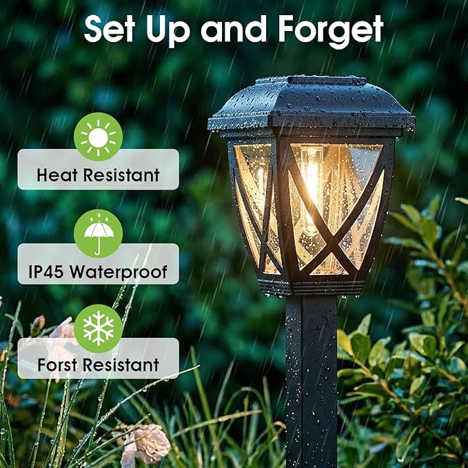 Solar Pathway Lights Outdoor 10 Pack, Warm White | Auto On/Off Waterproof Energy Saving LED Landscape Outside Lights for Garden Yard, Walkway, Driveway Decor