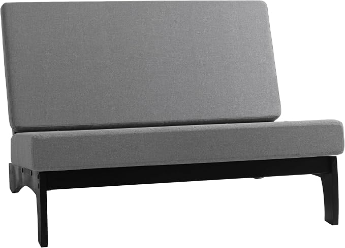 Outdoor Furniture Patio Couch, Weather Resistant Patio Loveseat Sofa Couch with Removable Cushion, Black Wood Frame for Porch & Backyard Seating - Grey