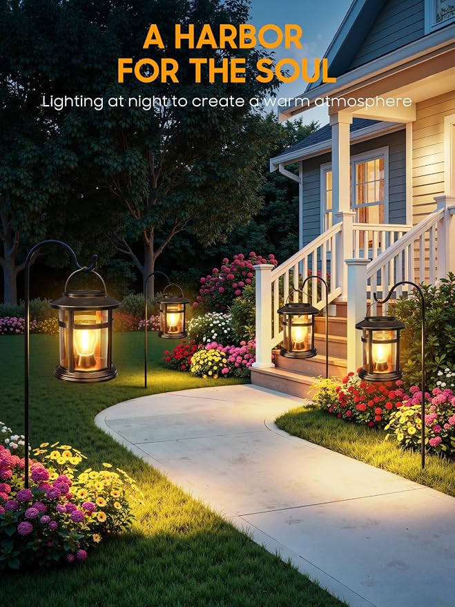 Solar Lantern Outdoor Waterproof, 2 Pack Bright Hanging Solar Lights for Outside Decorative, Upgraded Solar Powered Lanterns LED Lighting for Garden Patio Porch Decor Gifts (Antique Copper)