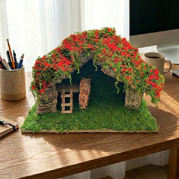 Realistic Miniature Vines - Hanging Moss Scenery for Diorama Supplies & Model Building - Mini Miniature Plants for Rainforest, Dollhouse, Fairy Gardens, Crafts DIY, Tabletop Wargaming (Red)