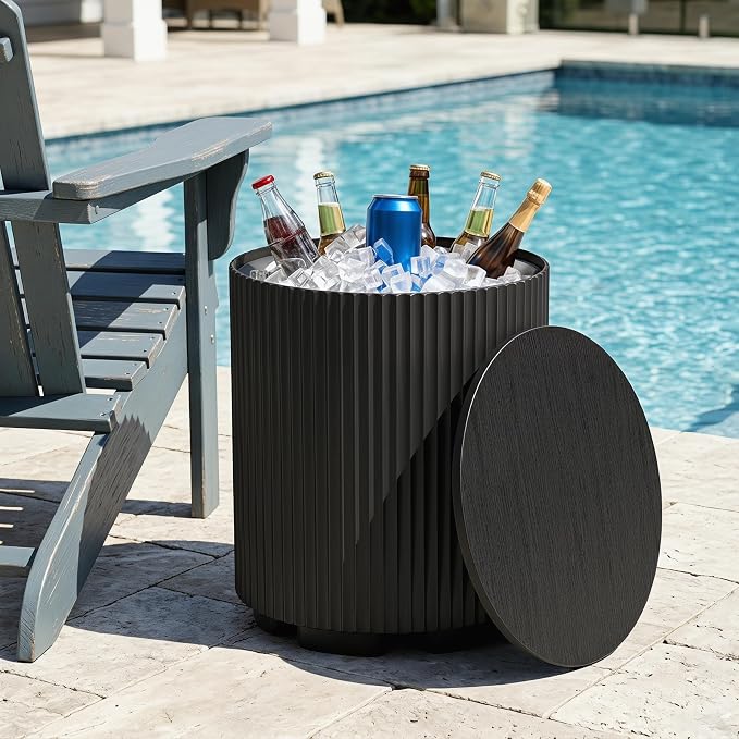 Zapdos Outdoor Cooler Side Table, Portable Ice Chest Side Table, 16.65in Gallon Patio Ice Bucket, 330lbs Capacity