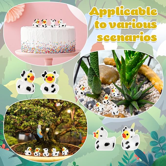 30 Pcs Cow Ducks, Mini Cow Resin Ducks Bulk | Cute Cow Print Duck, Funny Cow-Printed Resin Duck Figurines for Birthday Party Favors Landscape Decorations (Cow Duck)