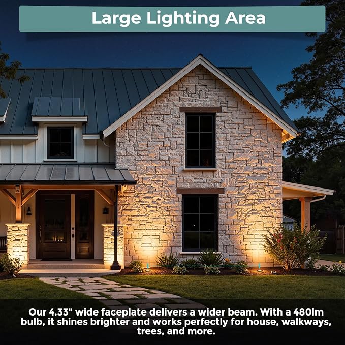 Gardencoin Low Voltage Landscape LED Well Lights, 12V in Ground Lights Outdoor IP67 Waterproof, 5" Tall Wired Landscape Up Lighting, Included Replaceable 5W 2700K MR16 Bulb Dimmable, 12 Pack