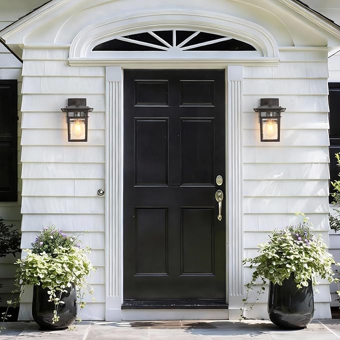 Outdoor Light Wall Mount Exterior Wall Sconces Set of Two Brown